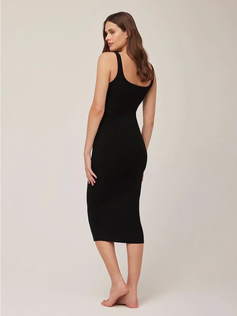 Bumpsuit Sculpting Rib Midi Dress Chocolate Brown Size XS - Picture 6 of 13